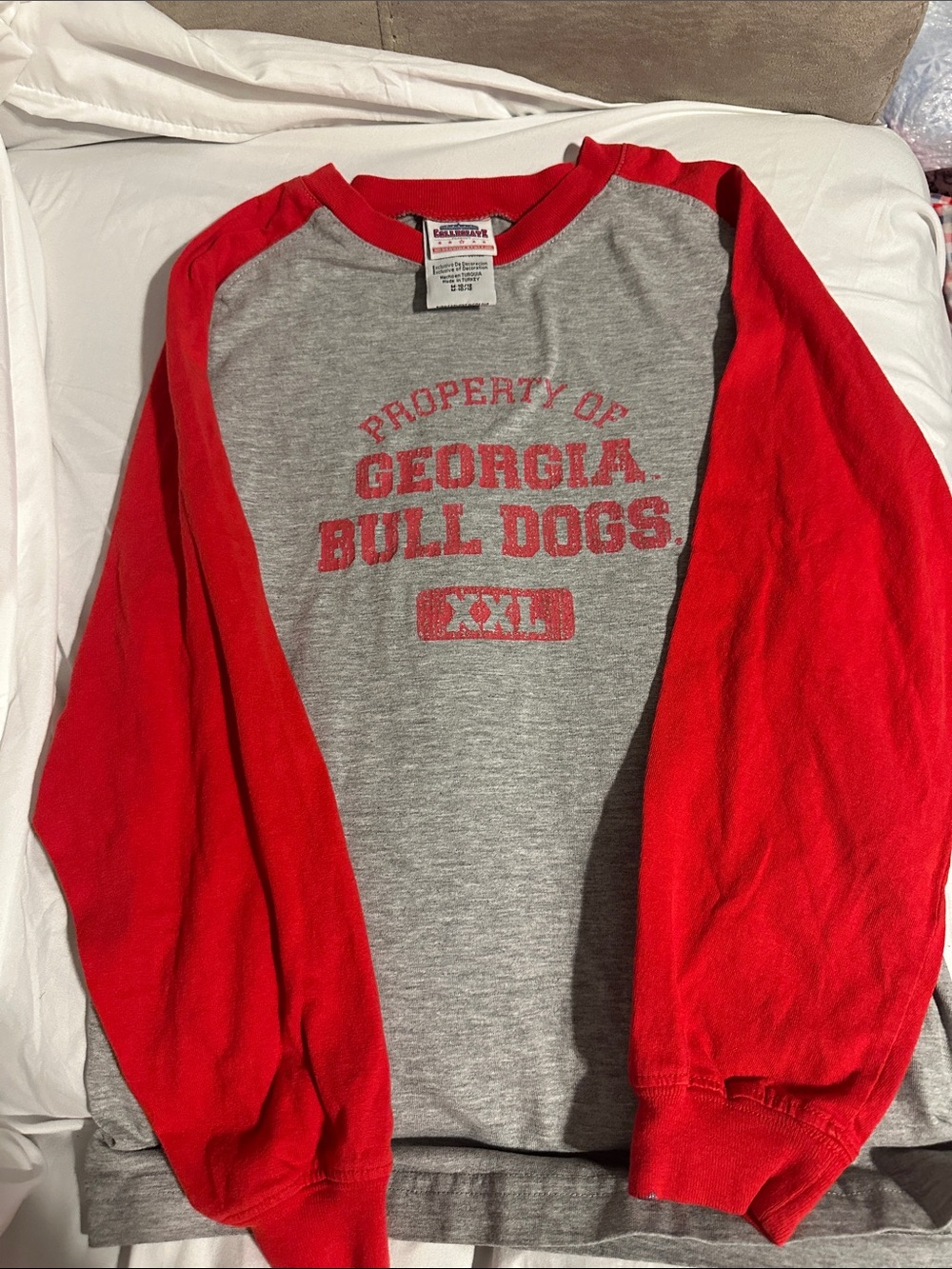 Georgia Bulldogs Raglan Long Sleeve Shirt - Gray & Red